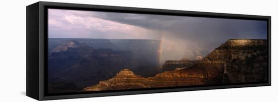 Monsoon Storm with Rainbow Passing Through the Grand Canyon-null-Framed Premier Image Canvas