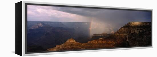 Monsoon Storm with Rainbow Passing Through the Grand Canyon-null-Framed Premier Image Canvas