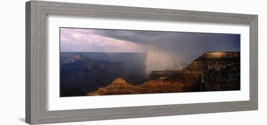 Monsoon Storm with Rainbow Passing Through the Grand Canyon-null-Framed Photographic Print