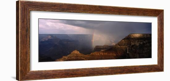 Monsoon Storm with Rainbow Passing Through the Grand Canyon-null-Framed Photographic Print
