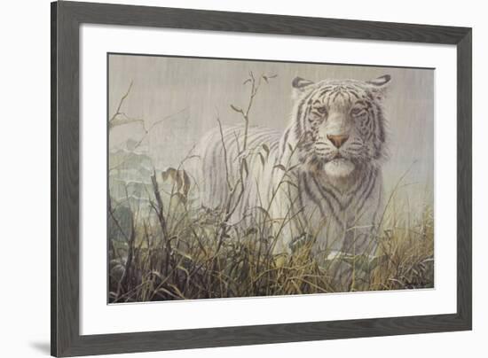 Monsoon- White Tiger (detail)-John Seerey-Lester-Framed Art Print