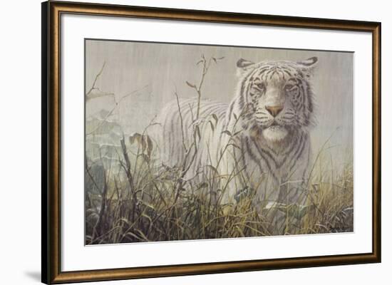 Monsoon- White Tiger (detail)-John Seerey-Lester-Framed Art Print