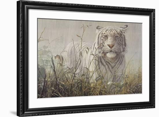 Monsoon- White Tiger (detail)-John Seerey-Lester-Framed Art Print