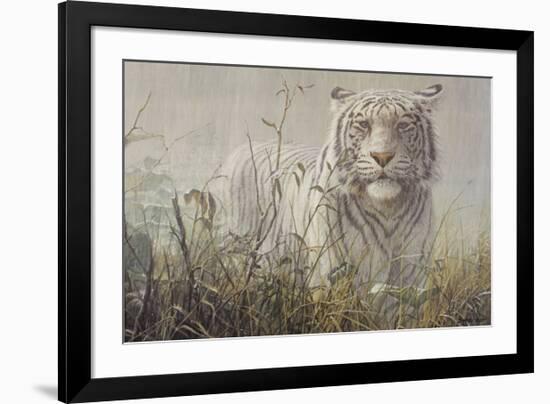 Monsoon- White Tiger (detail)-John Seerey-Lester-Framed Art Print