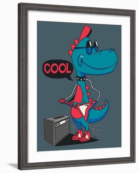 Monster, Dinosaur Rock Star Vector Design for Tee Shirt-braingraph-Framed Art Print