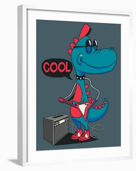 Monster, Dinosaur Rock Star Vector Design for Tee Shirt-braingraph-Framed Art Print