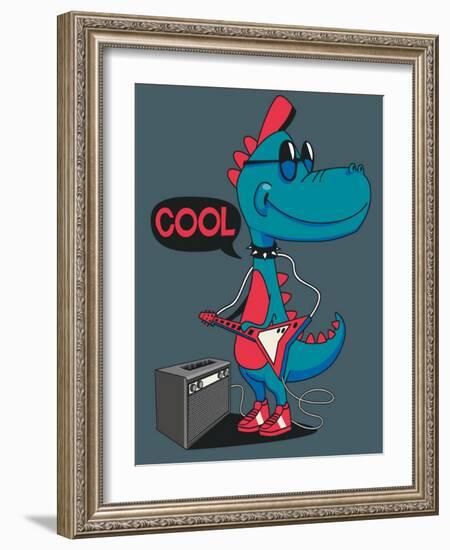 Monster, Dinosaur Rock Star Vector Design for Tee Shirt-braingraph-Framed Art Print