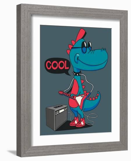 Monster, Dinosaur Rock Star Vector Design for Tee Shirt-braingraph-Framed Art Print