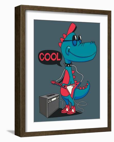 Monster, Dinosaur Rock Star Vector Design for Tee Shirt-braingraph-Framed Art Print