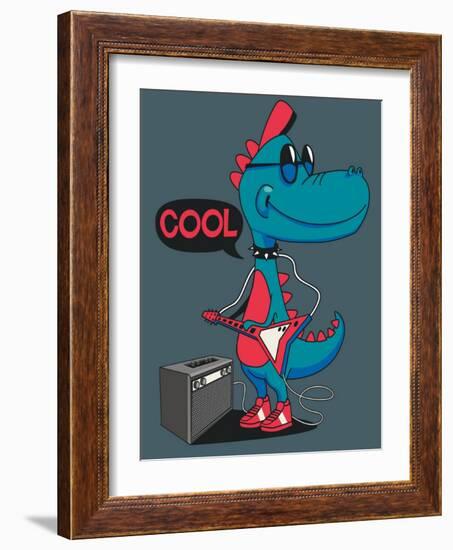 Monster, Dinosaur Rock Star Vector Design for Tee Shirt-braingraph-Framed Art Print