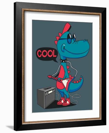 Monster, Dinosaur Rock Star Vector Design for Tee Shirt-braingraph-Framed Art Print