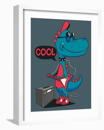 Monster, Dinosaur Rock Star Vector Design for Tee Shirt-braingraph-Framed Art Print