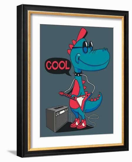 Monster, Dinosaur Rock Star Vector Design for Tee Shirt-braingraph-Framed Art Print