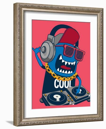 Monster Dj, Party, Music-braingraph-Framed Art Print