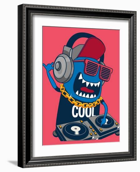 Monster Dj, Party, Music-braingraph-Framed Art Print