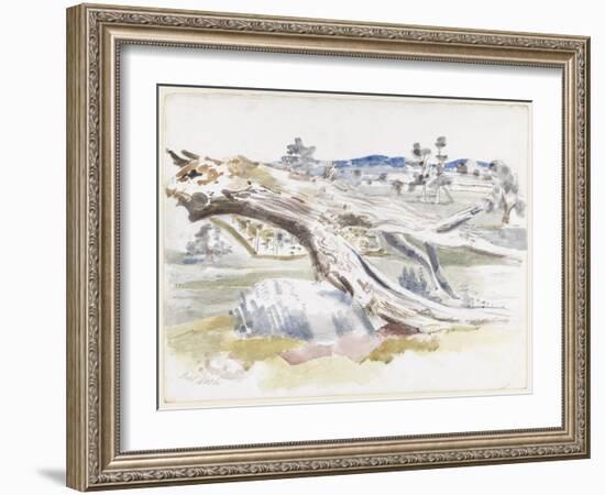 Monster Field, Study I (W/C over Coloured Pencil on Card)-Paul Nash-Framed Giclee Print