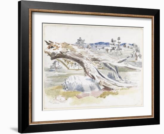 Monster Field, Study I (W/C over Coloured Pencil on Card)-Paul Nash-Framed Giclee Print