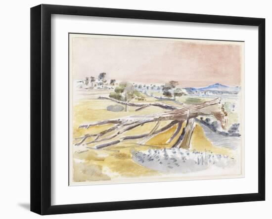 Monster Field, Study Ii, 1939 (W/C with Pencil on Paper)-Paul Nash-Framed Giclee Print