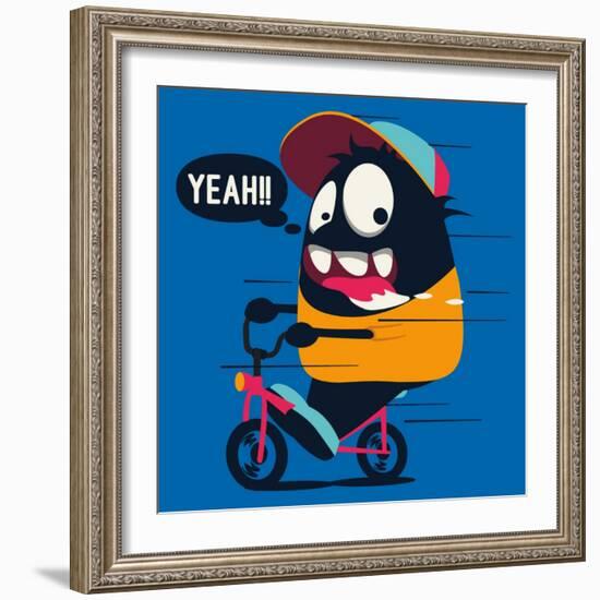 Monster on the Bicycle-braingraph-Framed Art Print