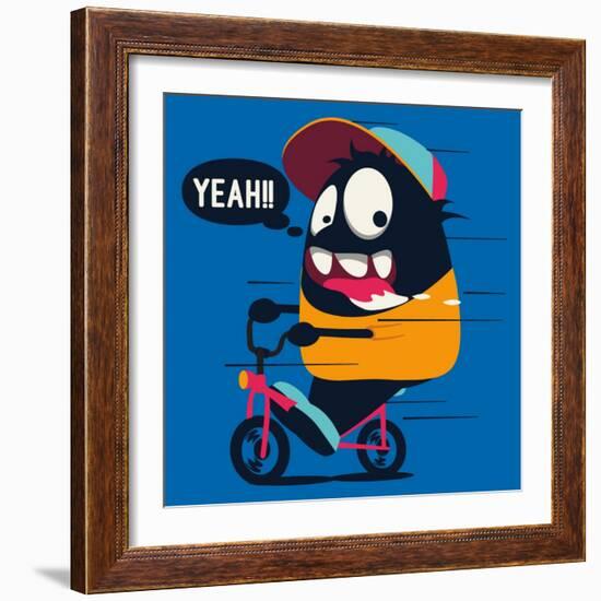 Monster on the Bicycle-braingraph-Framed Art Print