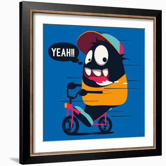 Monster on the Bicycle-braingraph-Framed Art Print