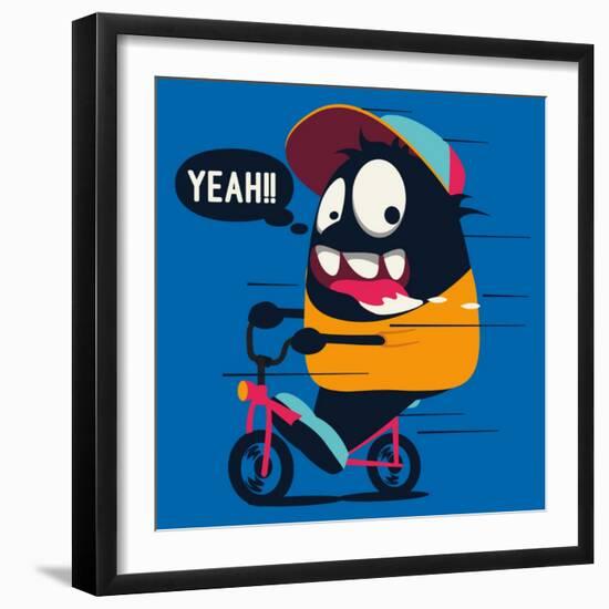 Monster on the Bicycle-braingraph-Framed Art Print