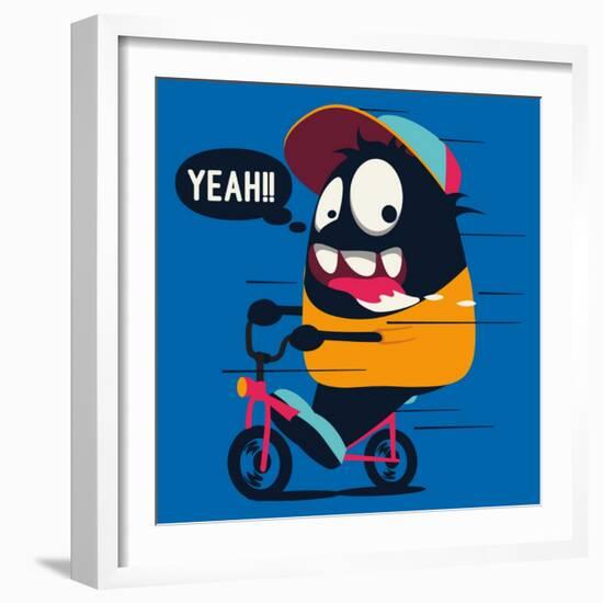 Monster on the Bicycle-braingraph-Framed Art Print