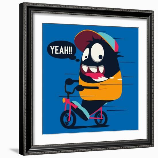 Monster on the Bicycle-braingraph-Framed Art Print