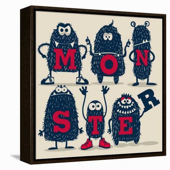 Monster Set-braingraph-Framed Stretched Canvas