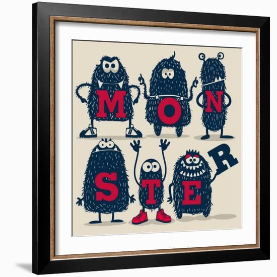 Monster Set-braingraph-Framed Art Print