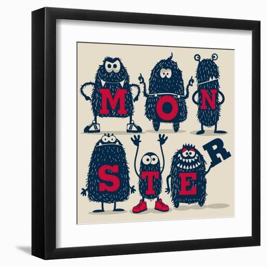 Monster Set-braingraph-Framed Art Print