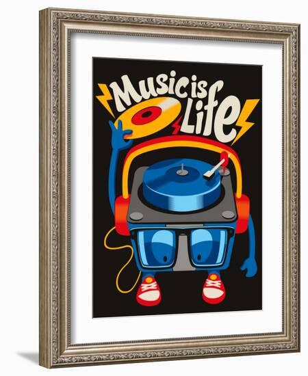 Monster Turntable Vector Design-braingraph-Framed Art Print