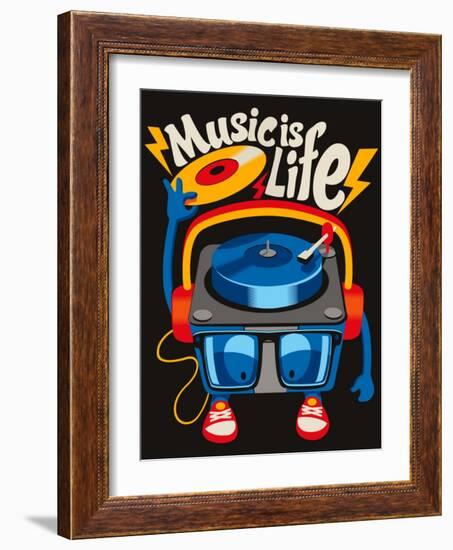 Monster Turntable Vector Design-braingraph-Framed Art Print