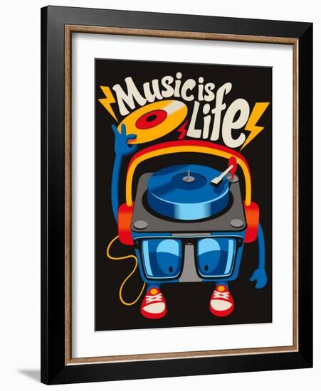 Monster Turntable Vector Design-braingraph-Framed Art Print