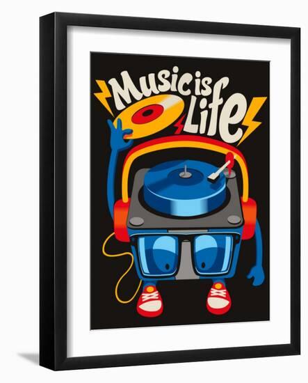 Monster Turntable Vector Design-braingraph-Framed Art Print