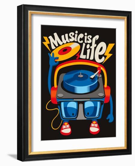 Monster Turntable Vector Design-braingraph-Framed Art Print