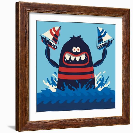 Monster Vector Design-braingraph-Framed Art Print