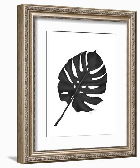 Monstera Leaf 1, Black On White-Fab Funky-Framed Art Print