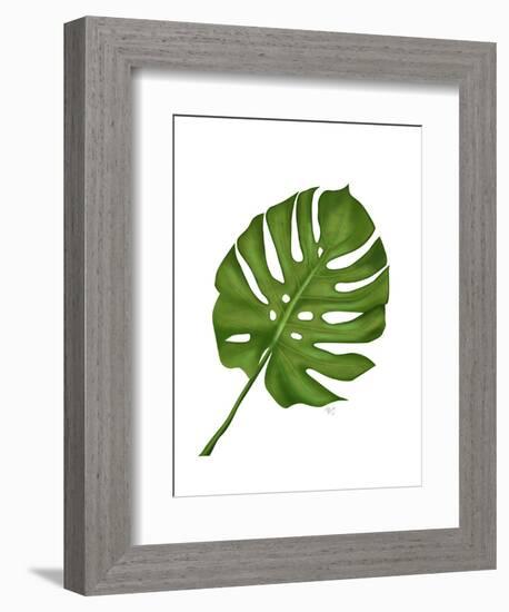 Monstera Leaf 1, Green on White-Fab Funky-Framed Art Print