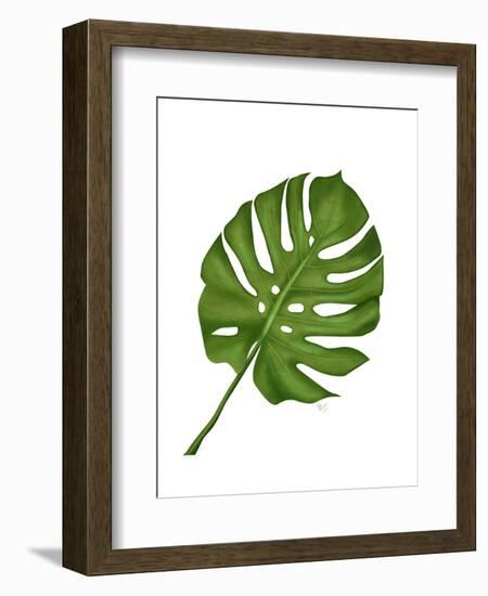 Monstera Leaf 1, Green on White-Fab Funky-Framed Art Print