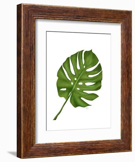 Monstera Leaf 1, Green on White-Fab Funky-Framed Art Print