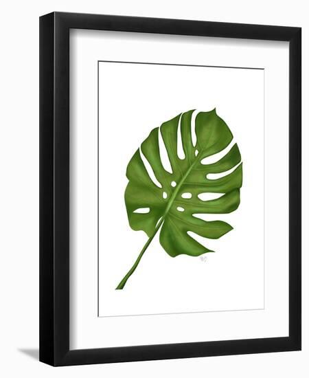 Monstera Leaf 1, Green on White-Fab Funky-Framed Art Print