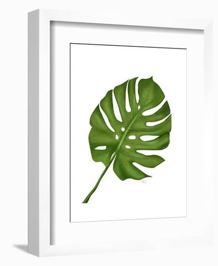 Monstera Leaf 1, Green on White-Fab Funky-Framed Art Print