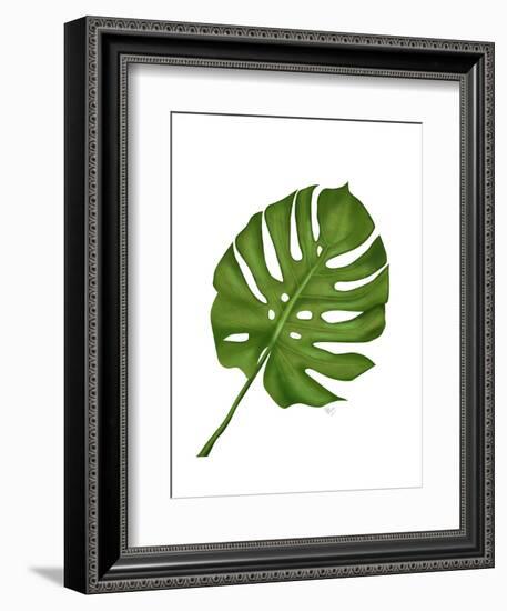 Monstera Leaf 1, Green on White-Fab Funky-Framed Art Print