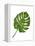 Monstera Leaf 1, Green on White-Fab Funky-Framed Stretched Canvas