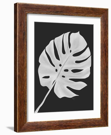 Monstera Leaf 1, White On Black-Fab Funky-Framed Art Print