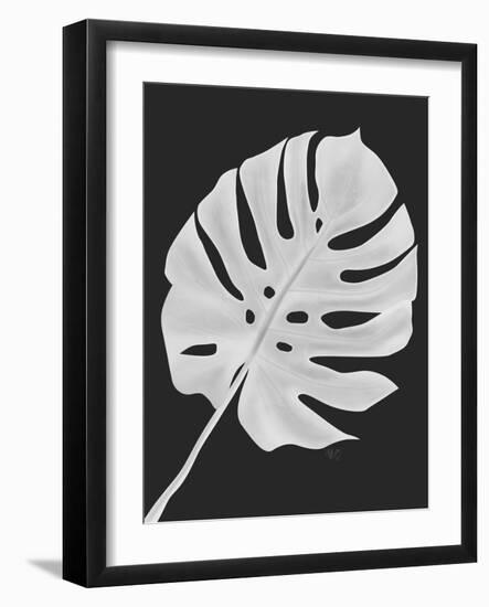 Monstera Leaf 1, White On Black-Fab Funky-Framed Art Print