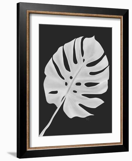 Monstera Leaf 1, White On Black-Fab Funky-Framed Art Print