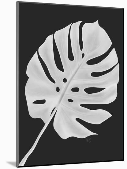 Monstera Leaf 1, White On Black-Fab Funky-Mounted Art Print