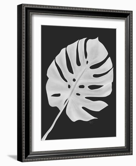 Monstera Leaf 1, White On Black-Fab Funky-Framed Art Print